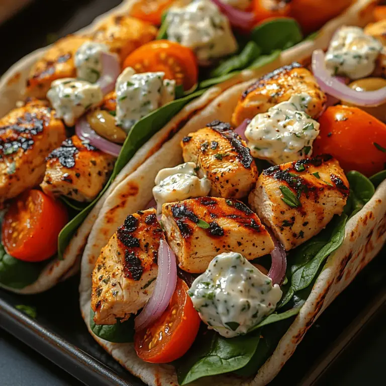 Greek Chicken Pita Wraps are a delightful fusion of marinated chicken, fresh vegetables, and tzatziki sauce, all enveloped in a soft pita bread. The origins of this dish can be traced back to traditional Greek meals, where various meats and vegetables are often served with pita, a staple in the Mediterranean diet. The wrap format makes it easy to enjoy these flavors while on the move, ensuring that the essence of Greek cuisine remains accessible to everyone.