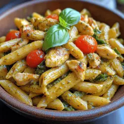 In the world of comfort food, few dishes can rival the creamy, vibrant flavors of Pesto Chicken Penne. This delightful recipe combines the rich taste of basil pesto with tender chicken, al dente penne pasta, and an assortment of fresh vegetables, creating a meal that's not only satisfying but also easy to prepare. As the aroma of garlic and fresh basil fills your kitchen, you’ll quickly understand why this dish is a favorite among families and food enthusiasts alike. Perfect for weeknight dinners or special occasions, Pesto Chicken Penne showcases the beauty of fresh ingredients and the ease of pasta cooking.