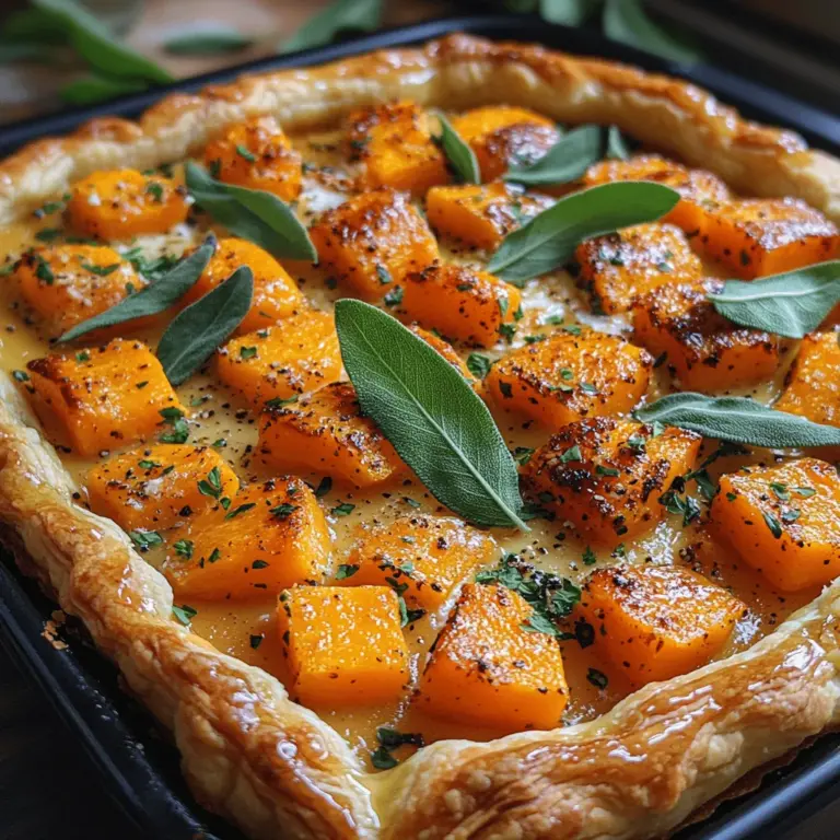 As the leaves begin to change colors and the air turns crisp, the arrival of fall brings a bounty of seasonal produce, with butternut squash standing out as a star ingredient. The Savory Butternut Squash Tart is not only a feast for the eyes but also a harmonious blend of flavors that captures the essence of the season. This tart is a delightful combination of earthy squash, creamy cheeses, and aromatic herbs, making it an ideal centerpiece for various occasions, from elegant dinner parties to cozy family gatherings. Its versatility means it can be served as a main dish, an appetizer, or even a side at holiday feasts, appealing to both vegetarians and meat-lovers alike.