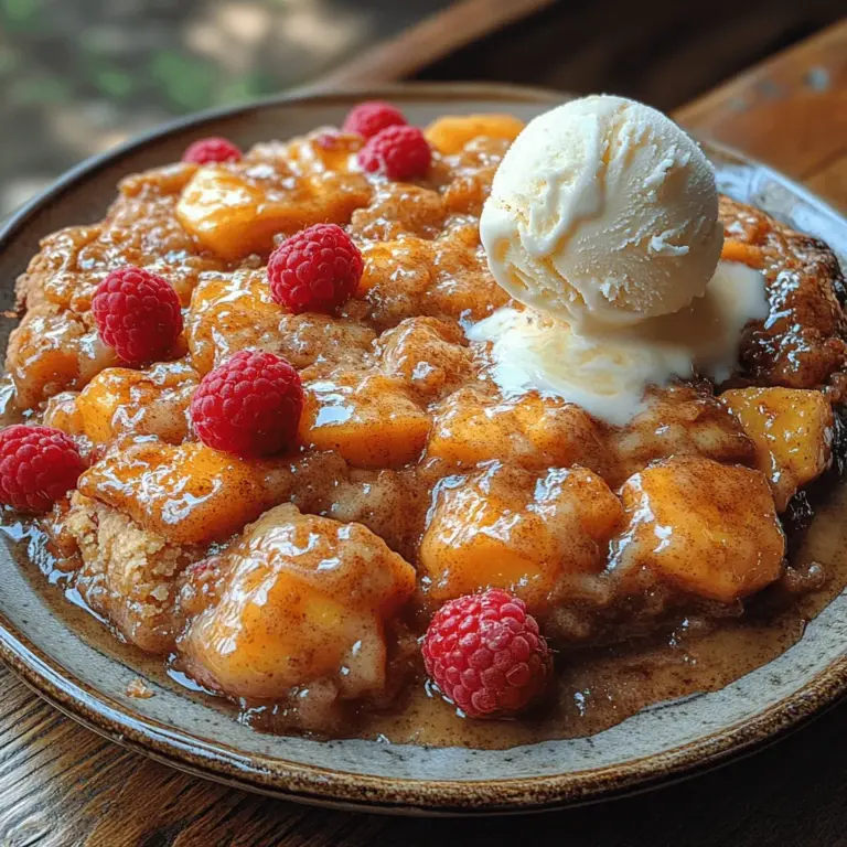 Discover the delightful combination of flavors that make the Heavenly Raspberry Peach Cobbler a must-try dessert for any occasion. This recipe blends the sweet, juicy essence of ripe peaches with the tartness of fresh raspberries, creating a perfect harmony that is both comforting and indulgent. Imagine a warm, bubbling dish fresh out of the oven, with a golden brown topping that contrasts beautifully with the vibrant colors of the fruit beneath. Each bite offers a burst of flavor, making it a delightful ending to any meal or a sweet treat to savor during your leisure time.