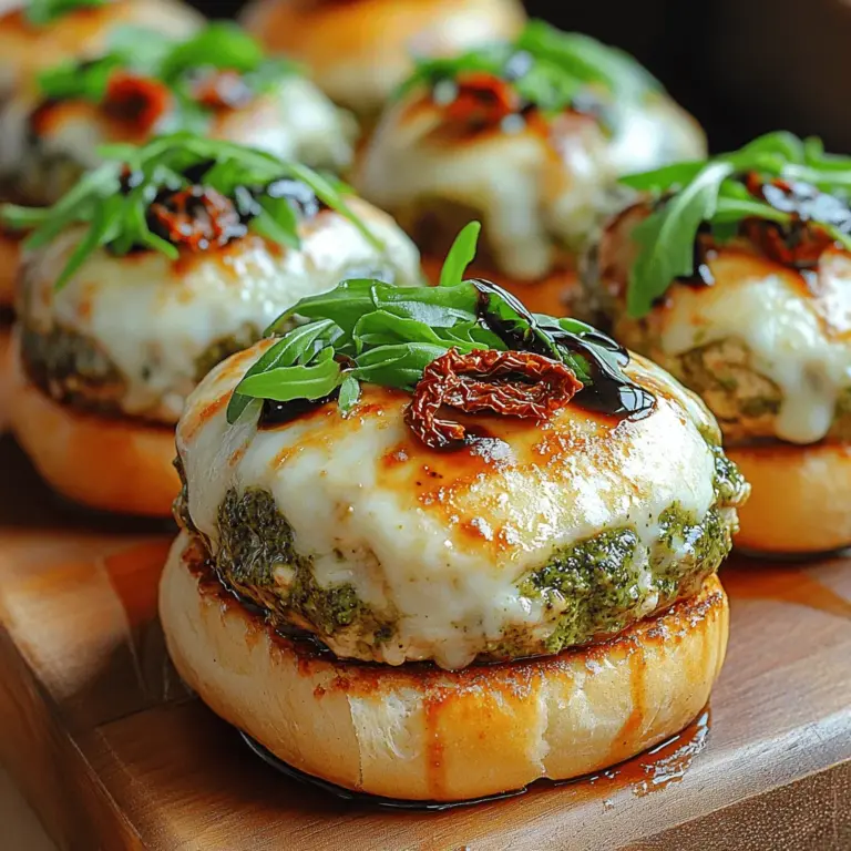 If you're looking for a dish that combines convenience, flavor, and a touch of elegance, look no further than Pesto Chicken Sliders. These delightful mini sandwiches are perfect for gatherings, game days, or even a quick weeknight dinner. They feature juicy ground chicken infused with vibrant basil pesto, topped with melty cheese and nestled in soft slider buns. Not only are they easy to make, but they also offer a unique twist on traditional sliders, making them a crowd-pleaser for both adults and children alike.