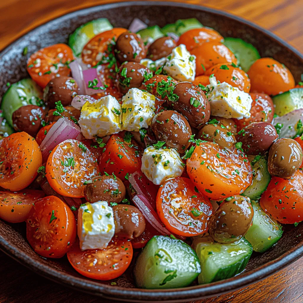 The Mediterranean Bliss Greek Salad is a vibrant and refreshing dish that captures the very essence of Mediterranean cuisine. Known for its colorful presentation and bold flavors, this salad is a celebration of fresh ingredients, making it a staple in both everyday meals and festive gatherings. As you take your first bite, you'll experience the delightful crunch of fresh vegetables, the briny essence of Kalamata olives, and the creamy richness of feta cheese.
