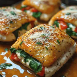 If you’re on the lookout for a dish that combines flavor, nutrition, and visual appeal, look no further than Flavor-Packed Roasted Red Pepper Spinach Mozzarella Stuffed Chicken. This recipe brings together succulent boneless chicken breasts, vibrant roasted red peppers, fresh spinach, and creamy mozzarella cheese, creating a wholesome meal that’s as pleasing to the palate as it is to the eye. Not only is this dish hearty and satisfying, but it also offers the added benefits of nutrition from the vegetables and lean protein from the chicken, making it a great choice for health-conscious food lovers.