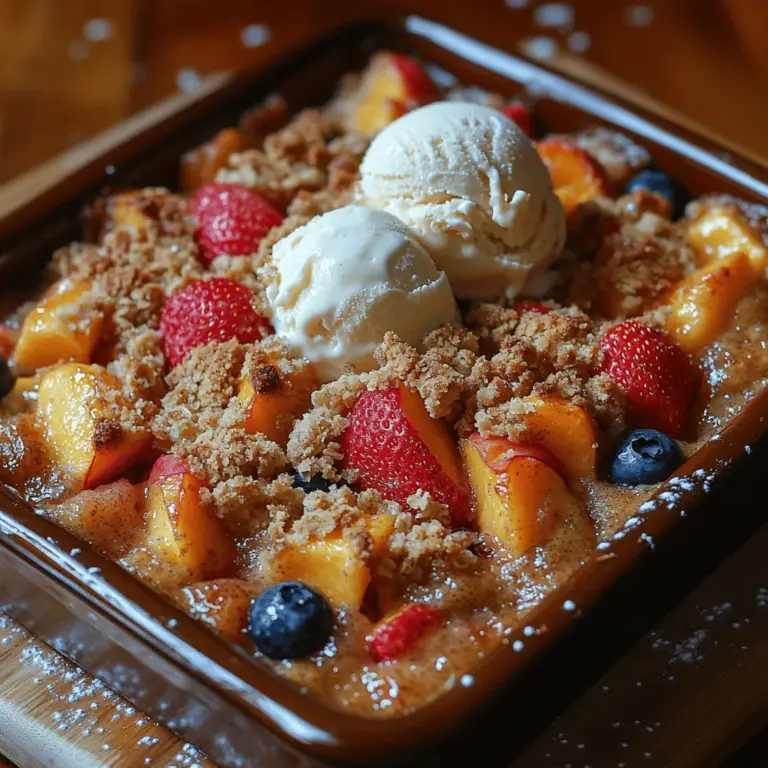 As the sun shines brightly and summer unfolds, there's an undeniable urge to indulge in desserts that capture the essence of the season. One such delightful treat is the Sunny Delight Summer Fruit Crumble, a harmonious blend of fresh, seasonal fruits that not only tantalize the taste buds but also evoke the joy of summer in every bite. This dessert is a celebration of nature's bounty, featuring succulent strawberries, juicy peaches, and sweet blueberries, all coming together to create a medley of flavors that is both vibrant and refreshing.