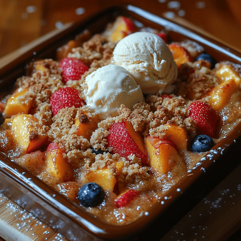 As the sun shines brightly and summer unfolds, there's an undeniable urge to indulge in desserts that capture the essence of the season. One such delightful treat is the Sunny Delight Summer Fruit Crumble, a harmonious blend of fresh, seasonal fruits that not only tantalize the taste buds but also evoke the joy of summer in every bite. This dessert is a celebration of nature's bounty, featuring succulent strawberries, juicy peaches, and sweet blueberries, all coming together to create a medley of flavors that is both vibrant and refreshing.