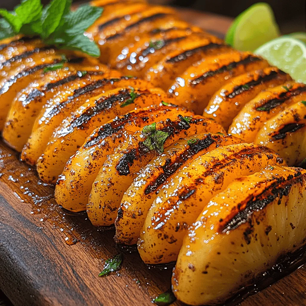 Delight your taste buds with a taste of paradise through the vibrant flavors of Honey Glazed Grilled Pineapple. This simple yet exquisite recipe transforms a classic tropical fruit into a tantalizing dessert or side dish that is perfect for any occasion. The combination of honey, cinnamon, and a hint of vanilla enhances the natural sweetness of the pineapple, while the grilling process brings out its juicy essence. Whether you're hosting a summer barbecue, planning a festive get-together, or simply indulging in a sweet treat, this recipe is sure to impress your family and friends.