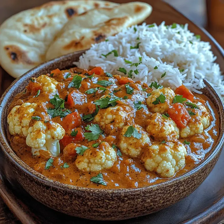 Cauliflower Tikka Masala Delight is a vibrant and aromatic dish that takes center stage in the realm of vegetarian and vegan cuisine. Originating from the Indian subcontinent, tikka masala is a beloved dish known for its rich, creamy sauce and robust flavors. Traditionally made with marinated pieces of meat, this delightful recipe offers a delightful twist by substituting cauliflower, a versatile and nutritious vegetable, as the star ingredient. This transformation not only caters to vegetarians but also presents a hearty option for those looking to reduce their meat consumption without sacrificing taste.