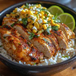 The Spicy Street Corn Chicken Rice Bowl is a vibrant, flavorful dish that brings the essence of street food right into your kitchen. This meal beautifully marries the comfort of home-cooked food with a burst of fresh ingredients, making it an ideal choice for weeknight dinners or meal prep. With its colorful presentation and enticing aroma, this rice bowl is not just a feast for the palate but also a treat for the eyes.