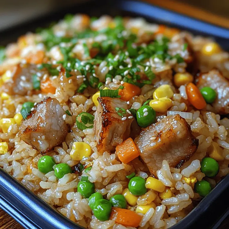 When it comes to comfort food, few dishes rival the satisfying embrace of a well-prepared fried rice. Among the myriad of variations, Savory Pork Fried Rice Delight stands out as a hearty and flavorful option that caters to both busy weeknight dinners and special family gatherings. This dish is a true celebration of flavors, showcasing the tender richness of pork and a vibrant array of vegetables, all harmoniously combined with the aromatic notes of jasmine rice.