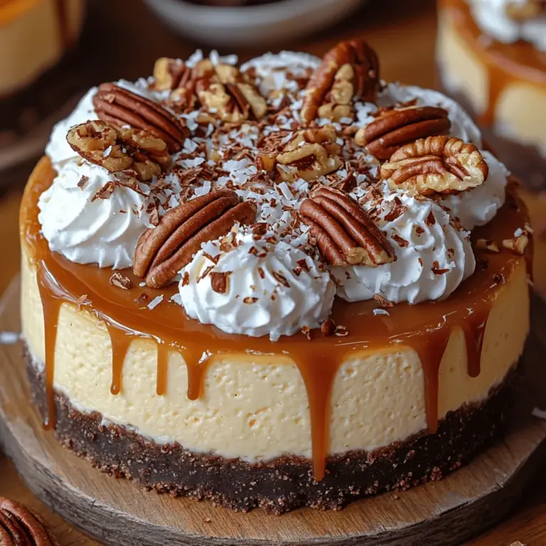 The Samoa Cheesecake Delight is more than just a dessert; it's a delightful homage to one of America's favorite cookies, the Samoa. Known for its rich, chocolatey, and coconut-infused flavors, the Samoa cookie has captured the hearts of many. This cheesecake version elevates that beloved taste into a creamy, dreamy treat that is perfect for any occasion, whether it’s a family gathering, a holiday celebration, or simply a well-deserved indulgence after a long day.