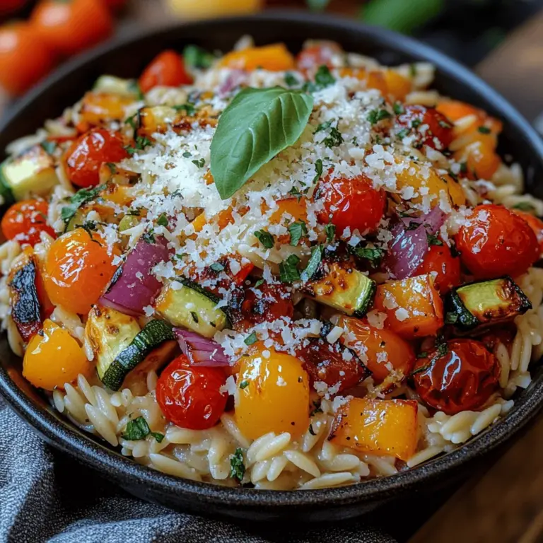 Welcome to the delicious world of creamy orzo with roasted veggies—a dish that beautifully marries comfort and nutrition. Imagine a plate filled with tender orzo pasta enveloped in a luscious creamy sauce, punctuated by the vibrant flavors of perfectly roasted vegetables. This dish is not only visually appealing but also offers a comforting texture that makes it an excellent choice for both cozy family dinners and elegant gatherings.