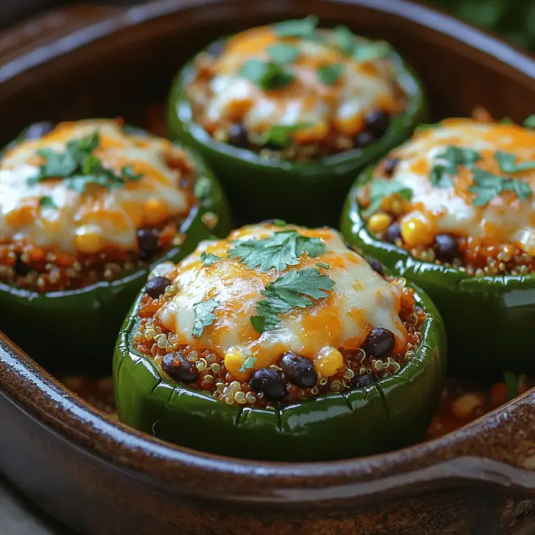 Welcome to the delightful world of Poblano Paradise, where we elevate humble ingredients into a culinary masterpiece. This recipe for stuffed poblano peppers is a vibrant and scrumptious option that will surely impress family and friends alike. Imagine tender poblano peppers bursting with a nutritious filling of ground turkey, quinoa, black beans, and sweet corn, all crowned with a generous layer of melted cheddar cheese. Not only does this dish tantalize the taste buds, but it also offers a healthy twist that can fit seamlessly into any balanced diet.
