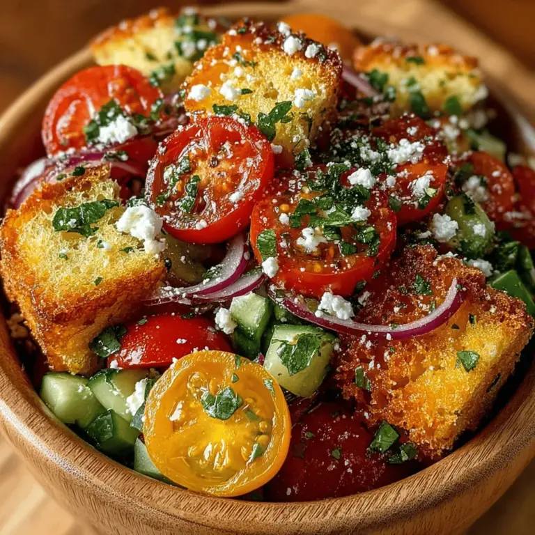 Panzanella salad is a beloved classic from Italy, celebrated for its rustic charm and fresh ingredients. This vibrant dish not only showcases the best of the season's produce but also embodies the Italian philosophy of utilizing simple, high-quality ingredients to create something truly delightful. At the heart of a traditional Panzanella are ripe, juicy tomatoes paired with fragrant basil, combined with crusty bread that soaks up the delicious juices.