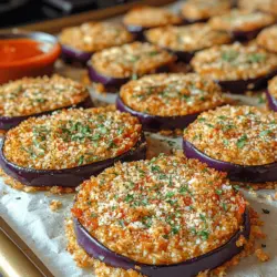 Discover the delightful world of Crunchy Garden Delights: Crispy Baked Eggplant Rounds, a recipe that promises to be your new favorite snack or appetizer. As health-conscious eating continues to gain traction, this dish stands out not only for its irresistible flavor but also for its nutritional benefits. Eggplant, the star of this recipe, has recently surged in popularity within modern cuisine, celebrated for its versatility and ability to absorb flavors beautifully. Whether you are looking for a guilt-free munchie for movie night or a stunning appetizer for your next gathering, these crispy baked eggplant rounds strike the perfect balance between indulgence and health.
