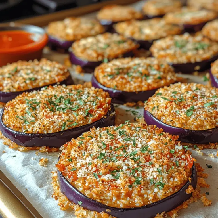 Discover the delightful world of Crunchy Garden Delights: Crispy Baked Eggplant Rounds, a recipe that promises to be your new favorite snack or appetizer. As health-conscious eating continues to gain traction, this dish stands out not only for its irresistible flavor but also for its nutritional benefits. Eggplant, the star of this recipe, has recently surged in popularity within modern cuisine, celebrated for its versatility and ability to absorb flavors beautifully. Whether you are looking for a guilt-free munchie for movie night or a stunning appetizer for your next gathering, these crispy baked eggplant rounds strike the perfect balance between indulgence and health.