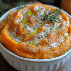 Heavenly Buttery Thyme Mashed Sweet Potatoes are a delightful twist on a classic comfort food that promises to elevate any meal. This dish offers a perfect balance of buttery creaminess and the aromatic essence of fresh thyme, creating an indulgent side that complements a variety of main courses. Whether you're preparing a cozy weeknight dinner or planning a festive holiday gathering, this recipe is sure to impress your family and friends with its rich flavor and elegant presentation.
