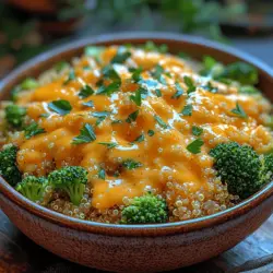 To create a truly delectable Cheesy Blissful Broccoli Quinoa, the first step is to build a solid flavor foundation. Sautéing aromatic vegetables like onions and garlic not only enhances the dish's taste but also infuses it with warmth and depth. Begin by heating a tablespoon of olive oil in a large skillet over medium heat. Add finely chopped onions and allow them to cook until they become translucent and aromatic, typically around 3-5 minutes.