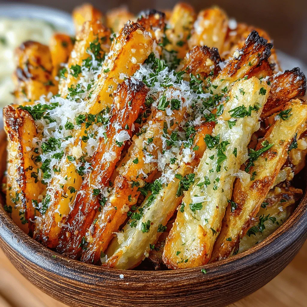 Preheating your oven is crucial for achieving the perfect Garlic Parmesan Roasted Parsnip Fries. The ideal temperature for roasting parsnips is 425°F (220°C). This high heat allows the fries to crisp up beautifully while ensuring they cook through evenly. Preheating the oven also helps to lock in moisture and flavor, giving your fries that delightful golden-brown exterior. Take the time to preheat your oven fully before placing your parsnips inside; this simple step can make a significant difference in the final texture and taste of your dish.