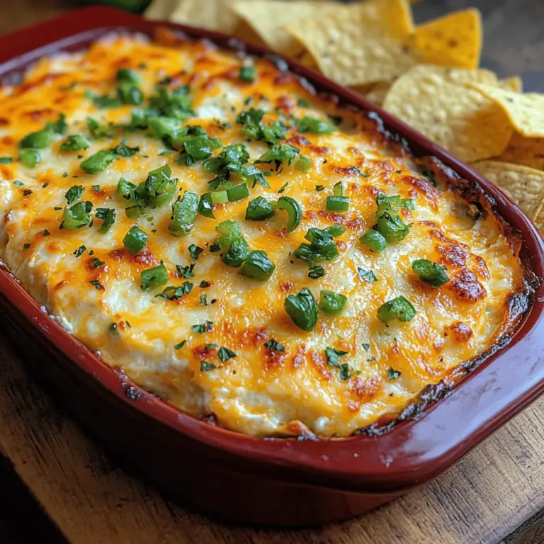 When you pull your Cheesy Jalapeño Popper Bliss Dip from the oven, the first thing to look for is the appearance. A perfectly baked dip should have a bubbly surface, with the cheese melted seamlessly into a creamy blend. The edges will often show a slight golden hue, signaling that the dip has been cooked just right.