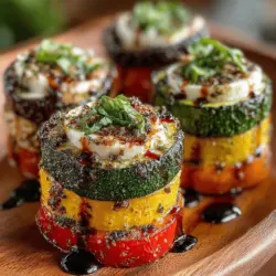 Grilling is a culinary method that not only intensifies the flavors of food but also transforms the texture of simple ingredients into something extraordinary. Among the myriad of dishes that benefit from this cooking technique, the Colorful Grilled Veggie & Mozzarella Stacks stand out as a delightful combination of vibrant colors and fresh ingredients. This recipe is not just a meal; it’s a feast for the eyes and a wholesome option for health-conscious eaters. Perfect for gatherings, summer barbecues, or healthy weeknight dinners, these stacks showcase the beauty of seasonal produce and the creamy richness of fresh mozzarella, creating a harmonious balance of flavors that will excite your taste buds.