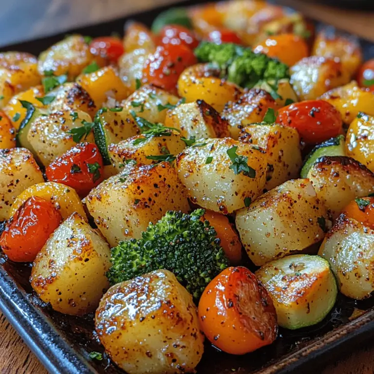 In today’s health-conscious world, incorporating colorful vegetables into our diet is more than just a trend; it’s a lifestyle choice that can significantly boost our overall well-being. Vibrant vegetables not only add a pop of color to our plates but also pack a nutritional punch, providing essential vitamins, minerals, and antioxidants. One delightful way to enjoy these nutritional powerhouses is through a dish known as Crunchy Roasted Rainbow Veggies. This recipe showcases a variety of vegetables, transforming them into a crunchy, flavorful side that is perfect for any occasion, whether it’s a casual weeknight dinner, a festive gathering, or a healthy lunch meal prep.