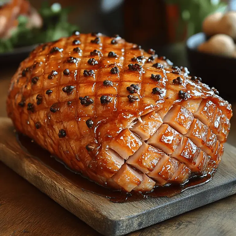 Ginger Honey Glazed Ham is more than just a festive dish; it embodies the spirit of celebration and togetherness, often gracing tables during holidays and family gatherings. This dish marries the sweetness of honey with the warm, spicy notes of ginger, resulting in a flavor profile that delights the palate and elevates the dining experience. The golden-brown glaze not only enhances the ham's natural juices but also creates a stunning presentation that is sure to impress your guests.