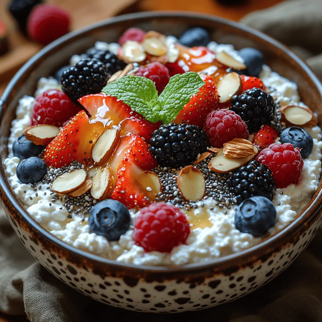 In the realm of nutritious and delicious meals, few options can rival the Berry Bliss Cottage Cheese Bowl. This delightful combination serves as a versatile choice for breakfast, a midday snack, or even a light dessert. With its rich, creamy base of cottage cheese and a vibrant mix of fresh berries, this bowl is not only visually appealing but also packed with flavor and health benefits. The simplicity of its ingredients—cottage cheese, assorted berries, natural sweeteners, and a sprinkle of nuts—allows for a quick preparation that fits seamlessly into any lifestyle.