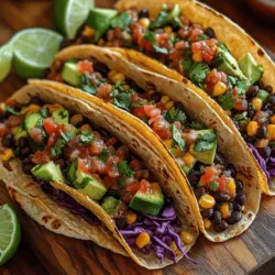 To create the Spicy Crunchy Veggie Tacos, it's essential to understand the key ingredients that contribute to their deliciousness. This recipe primarily features black beans, corn, and an assortment of fresh vegetables, each playing a vital role in the overall taste and nutritional profile of the dish.