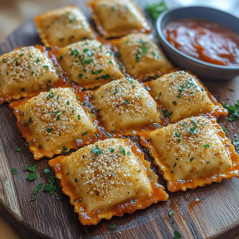 Crispy Toasted Ravioli Bites are a delightful fusion of flavors and textures that make for an irresistible appetizer or snack. Originating from St. Louis, Missouri, this dish transforms traditional ravioli into a crunchy, bite-sized treat that’s perfect for any gathering, movie night, or even a casual dinner. With their golden-brown crust encasing a cheesy filling, these bites are not only pleasing to the palate but also visually appealing, making them a hit with guests of all ages.