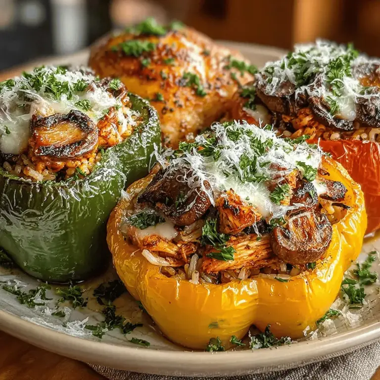 Savory Herb Roasted Chicken and Wild Rice Stuffed Peppers are a perfect embodiment of comfort food that combines vibrant flavors and wholesome ingredients. This dish not only delivers on taste but also showcases the versatility of chicken and bell peppers, making it a fantastic choice for family dinners or gatherings. The combination of juicy, herb-infused chicken with hearty wild rice, all encased in the colorful embrace of bell peppers, creates a meal that pleases the palate and nourishes the body.