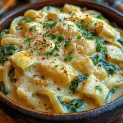 When it comes to comfort food, few dishes evoke the same warmth and satisfaction as a creamy pasta. The Creamy Spinach Artichoke Pasta Delight stands out as a perfect example of this genre, skillfully combining rich textures and vibrant flavors into a single, irresistible plate. This dish not only pleases the palate but also nourishes the body, making it an ideal choice for a family dinner or a cozy night in.