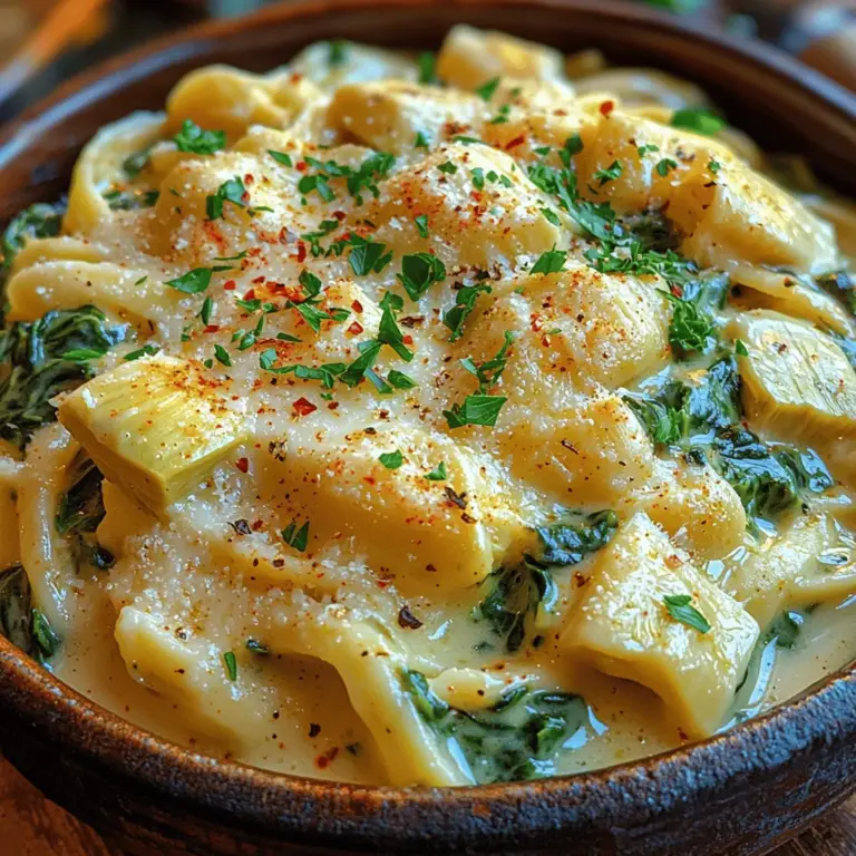 When it comes to comfort food, few dishes evoke the same warmth and satisfaction as a creamy pasta. The Creamy Spinach Artichoke Pasta Delight stands out as a perfect example of this genre, skillfully combining rich textures and vibrant flavors into a single, irresistible plate. This dish not only pleases the palate but also nourishes the body, making it an ideal choice for a family dinner or a cozy night in.