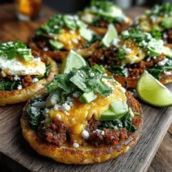 Start your day on a delicious note with Mini Breakfast Hash Tostadas, a dish that brings together the best of breakfast in a single, delightful bite. This vibrant and hearty meal combines classic breakfast staples like eggs, potatoes, and chorizo, all served atop a crispy corn tostada. It's a perfect choice for brunch gatherings or a satisfying morning meal that will leave you feeling energized and ready to tackle the day.