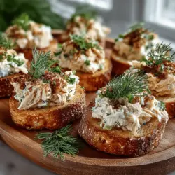 Mini Tuna Salad Toast Circles are a delightful twist on a classic dish, merging the rich, savory flavors of traditional tuna salad with the satisfying crunch of perfectly toasted bread. These bite-sized treats are ideal for various occasions—whether you are hosting a gathering, looking for a quick snack, or planning a casual lunch. Not only are they easy to prepare, but they also pack a nutritional punch, making them a favorite among health-conscious eaters and culinary enthusiasts alike.