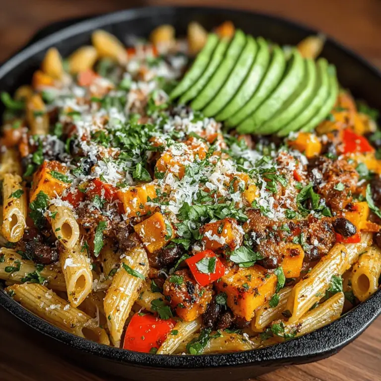 In the ever-evolving landscape of plant-based cooking, the Sweet Potato Chili Pasta Skillet stands out as a robust and satisfying dish that marries comfort with nutrition. This one-pan wonder harmoniously combines the earthy flavors of sweet potatoes with the hearty goodness of whole wheat pasta, while black beans and an array of spices elevate it to a whole new level. Whether you’re looking for a quick meal on a busy weeknight or a dish that will impress friends and family at your next gathering, this Sweet Potato Chili Pasta Skillet is sure to delight.
