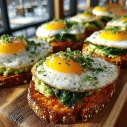 In the realm of breakfast, finding a dish that balances nutrition with flavor can sometimes feel like a daunting challenge. However, Sweet Potato Sunrise Toasts have emerged as a delightful solution that stands out not only for its visual appeal but also for its rich nutritional profile. This recipe brings together the natural sweetness of roasted sweet potatoes, the creaminess of ripe avocados, and the hearty goodness of eggs, all layered atop a vibrant base that promises to kickstart your day with energy and satisfaction.