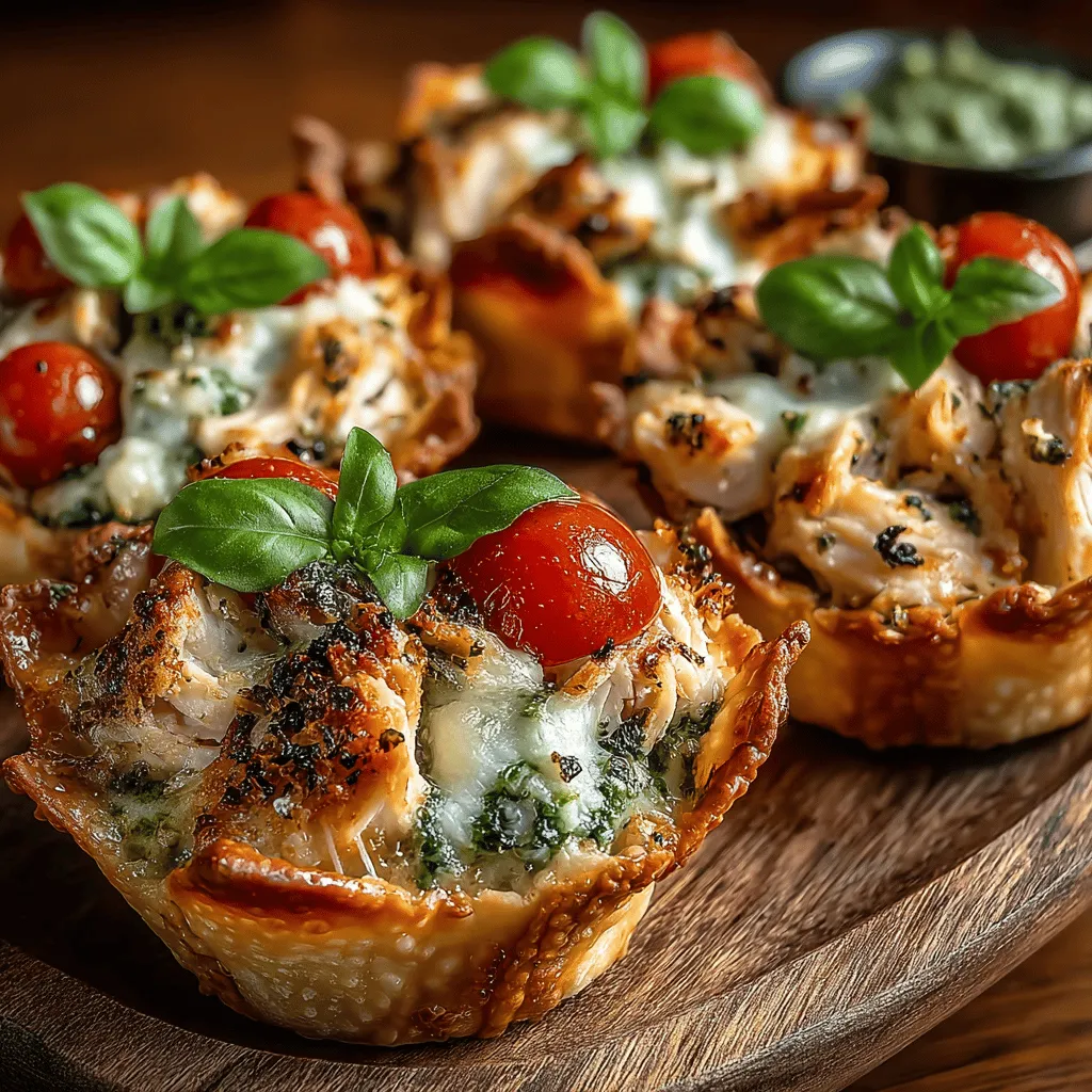 Before diving into the preparation of your Mini Chicken Pesto Wonton Cups, it is essential to preheat your oven. Preheating not only helps in achieving a consistent bake but also ensures that the wonton cups crisp up perfectly, providing that delightful contrast of textures between the crunchy exterior and the savory filling. Set your oven to 375°F (190°C) and allow it to reach the desired temperature before placing your wonton cups inside. This simple step can significantly impact the final result, leading to a golden-brown color and optimal flavor development.