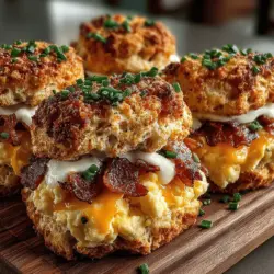 Baking the biscuits is a crucial step in achieving the perfect Mini Bacon Egg & Cheese Biscuit Stacks. To ensure that your biscuits turn out fluffy and golden, keep an eye on a few key visual cues.