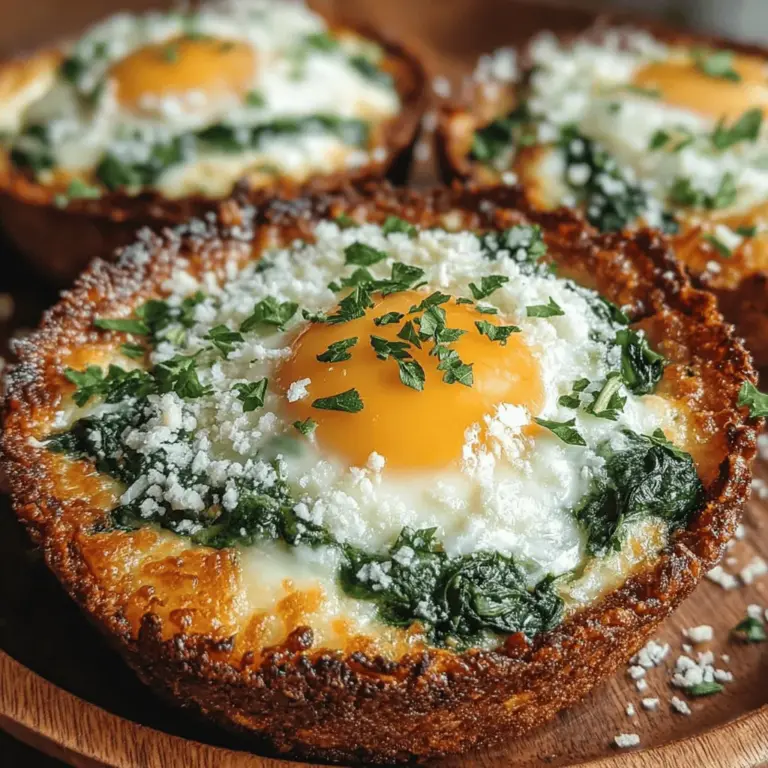 Are you looking for a nutritious yet delicious dish that can be enjoyed at breakfast, brunch, lunch, or dinner? Look no further than Cheesy Baked Egg and Spinach Nests. This delightful recipe combines the rich flavors of eggs, cheese, and fresh spinach, all nestled within a crispy tortilla shell. It's not only visually appealing but also packed with wholesome ingredients that make it a perfect choice for anyone seeking a balanced meal.