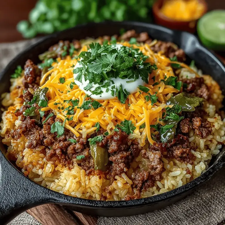 If you're searching for a dish that combines rich flavors with the convenience of a one-pot meal, look no further than the Hatch Chili Beef and Rice Skillet. This hearty and comforting recipe features ground beef (or turkey), aromatic vegetables, and the star ingredient—Hatch chiles—melding together for a satisfying dinner that's easy enough for busy weeknights yet impressive enough for casual gatherings. With the robust flavors of Southwestern cuisine, this dish brings warmth and excitement to your dining table.