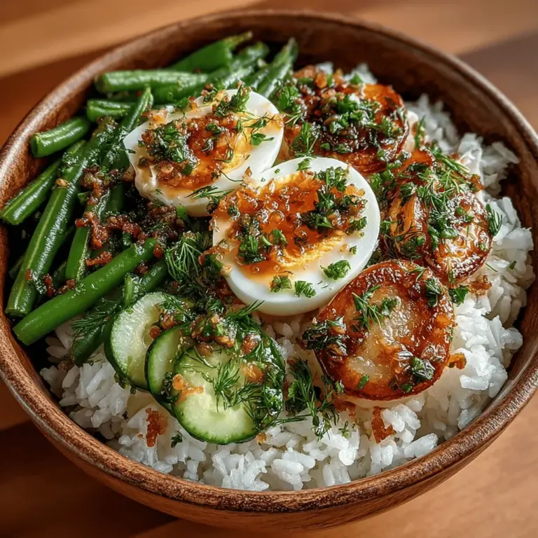 When crafting the Dilly Beans Delight Rice Bowl, the dressing plays a crucial role in harmonizing the dish's flavors. A mixture of olive oil and apple cider vinegar creates a delightful balance between richness and acidity. Olive oil provides a smooth, buttery texture while offering healthy fats that are beneficial for heart health and overall well-being. On the other hand, apple cider vinegar adds a tangy zest that elevates the dish, cutting through the richness of the beans and rice.