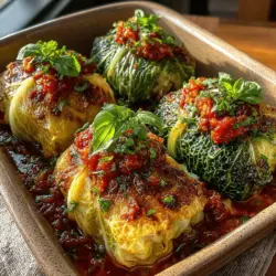 Hearty Stuffed Cabbage Rolls in Savory Tomato Sauce is a quintessential comfort food that warms the soul and nourishes the body. This dish, with its tender cabbage leaves encasing a savory mixture of meat, rice, and aromatic spices, evokes feelings of home and familial love. Each bite is a delightful blend of textures and flavors, embodying the essence of a homemade meal that is perfect for family gatherings or cozy dinners at home.