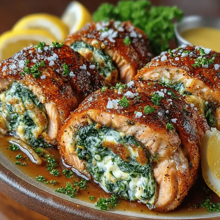 In recent years, salmon has emerged as a superstar in the world of healthy cooking. Renowned for its rich flavor and impressive nutritional profile, this versatile fish has found its way onto dinner plates across the globe. As more people embrace the benefits of a balanced diet, recipes featuring salmon, such as the Creamy Spinach Stuffed Salmon Roll-Ups, have gained immense popularity. This dish not only showcases the delectable taste of salmon but also combines it with a creamy, nutritious filling that elevates any dining experience.