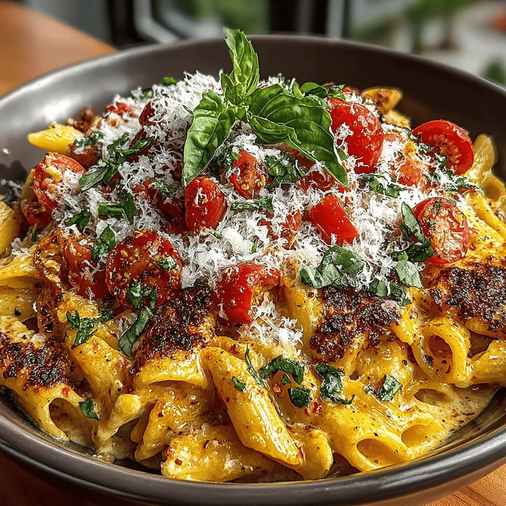 - 12 ounces uncooked penne pasta - 1 can (14.5 ounces) diced tomatoes (with juices) - 4 cups vegetable broth (or chicken broth) - 1 cup heavy cream - 2 tablespoons olive oil - 4 cloves garlic, minced - 1 teaspoon dried oregano - 1 teaspoon sugar - Salt and pepper to taste - 1 cup freshly grated Parmesan cheese - 1 cup fresh basil leaves, chopped - Optional: Crushed red pepper flakes for added heat