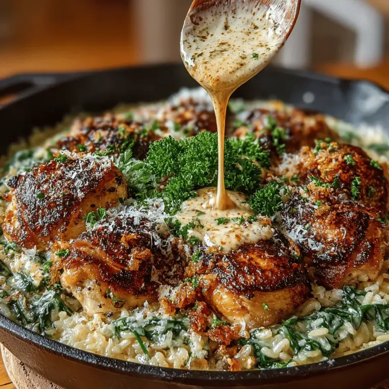 One-pan meals have gained popularity for a good reason: they streamline the cooking process, making it easier for home cooks to whip up delicious dinners without feeling overwhelmed. With minimal cleanup and a straightforward cooking method, this recipe allows you to focus on the joy of cooking rather than the hassle of multiple pots and pans. Whether you’re a busy parent, a professional with a tight schedule, or someone just looking to simplify their cooking routine, this one-pan creamy garlic chicken and rice is a game changer.