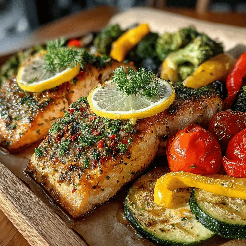If you're on the hunt for a fresh and flavorful meal that’s both nutritious and easy to prepare, look no further than this Zesty Citrus Delight: Lemon Herb Salmon with Colorful Veggies. This dish boasts a vibrant fusion of zesty flavors, marrying the rich taste of salmon with a medley of colorful, nutrient-rich vegetables. With an emphasis on healthy eating, this recipe highlights the benefits of omega-3 fatty acids found in salmon, alongside the vitamins and minerals packed into the accompanying veggies.
