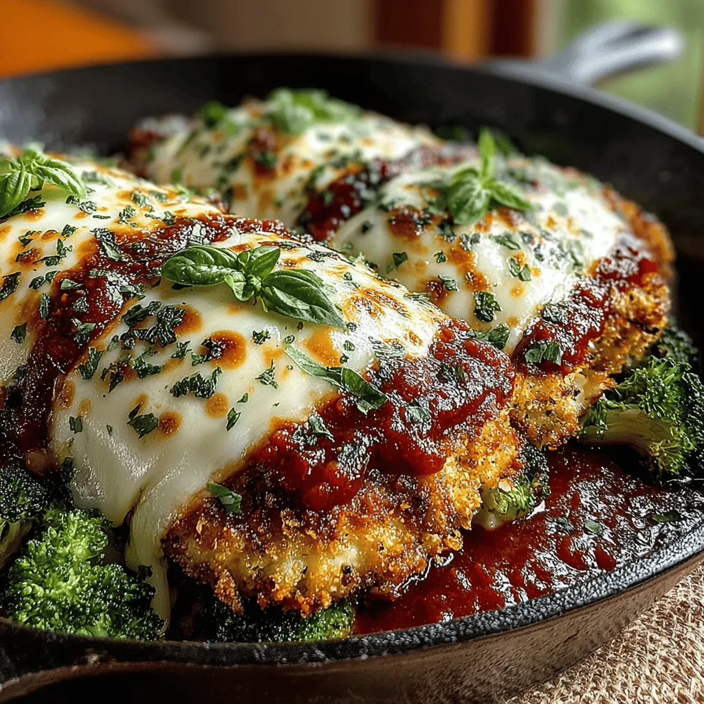 To achieve the perfect Cheesy One-Pan Chicken Parm & Broccoli Delight, the first step is to properly sear the chicken. Start by heating a tablespoon of olive oil in your skillet over medium-high heat. This step is crucial as it helps to create a flavorful crust on the chicken while keeping it juicy inside.
