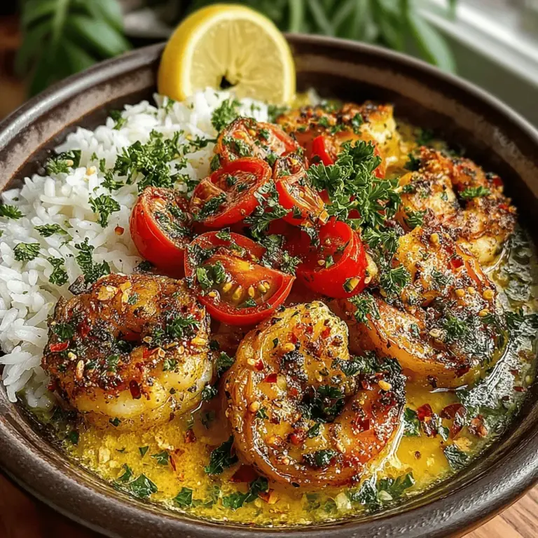Zesty Shrimp Delight is a vibrant and flavorful dish that brings together succulent shrimp, fragrant jasmine rice, and a medley of fresh ingredients to create an unforgettable culinary experience. With its zesty lemon notes and the delightful crunch of cherry tomatoes, this recipe is not only a feast for the senses but also a quick and easy option for busy weeknights or a show-stopping centerpiece for gatherings. The balance of fresh ingredients and bright flavors makes Zesty Shrimp Delight an appealing choice for seafood lovers and anyone looking to elevate their dinner game.
