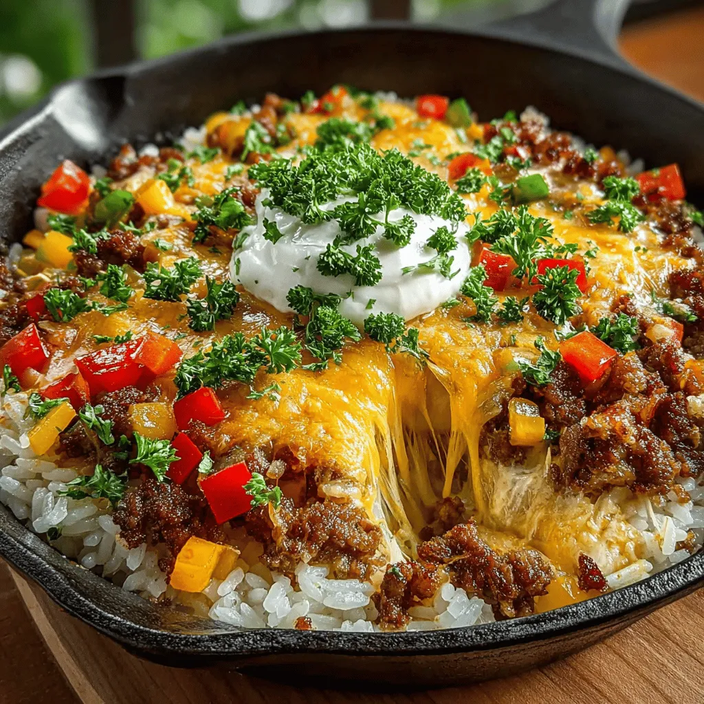 Cheesy Beef & Rice Delight is the ultimate comfort food that brings warmth and satisfaction to any meal. This one-pot casserole combines savory ground beef, aromatic vegetables, and fluffy rice, all enveloped in a rich, gooey layer of cheese. Perfect for busy weeknights or casual gatherings, this recipe is not only easy to prepare but also delivers a hearty dish that will please the whole family.