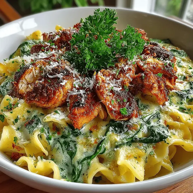 - 2 boneless, skinless chicken breasts - 8 ounces of pasta (fettuccine or penne recommended) - 2 cups fresh spinach - 4 cloves garlic, minced - 1 cup heavy cream - 1 cup grated Parmesan cheese - 2 tablespoons olive oil - Salt and pepper to taste - Optional: red pepper flakes for added heat